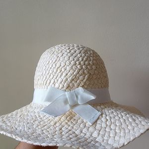 Toddler Girls Straw Hat with ribbon Easter Hat